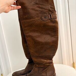 Frye vintage brown leather over the knee riding style Boots that fold down